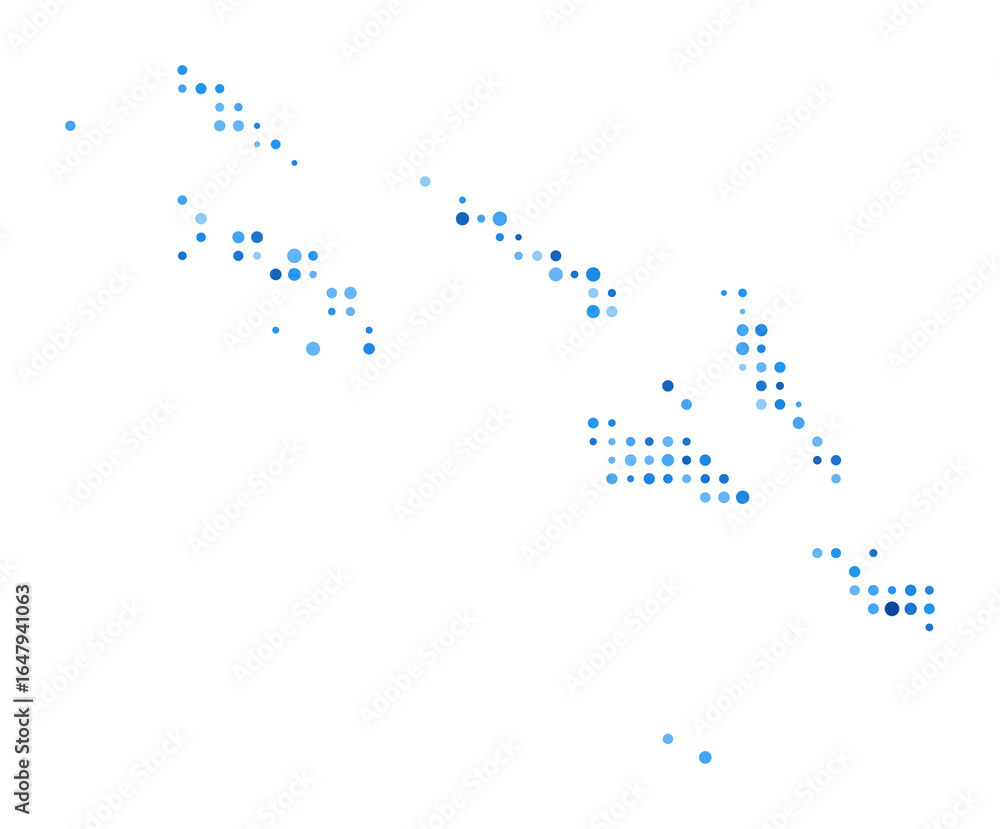 Fototapeta premium Solomon Islands Dot Map. Country Digital Style Shape. Solomon Islands vector image. Country shape blue circular dots. Modern vector illustration.
