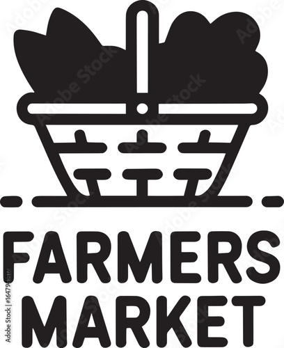 Farmers Market Basket Icon Fresh Produce Local Harvest Agriculture Business Signage Design
