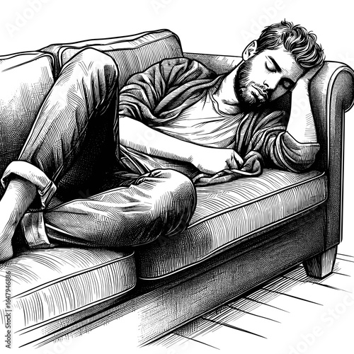 Man sleeping on a couch