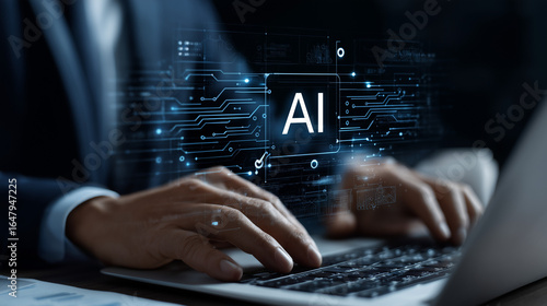generative ai artificial intelligence generate document and business files intelligent automation ia system and technology businessman typing on laptop computer keyboard check mark and file icons