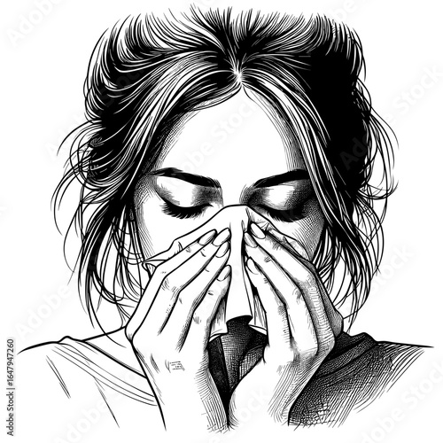 Woman crying holding tissue