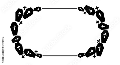 Coffin frame Decorative border with crosses Halloween theme spooky invitation high quality professional