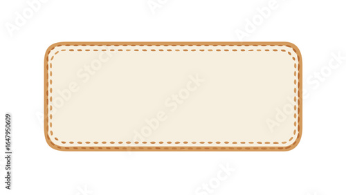 Rectangle frame border label tag banner badge with rounded corners and stitched edge vector graphic design