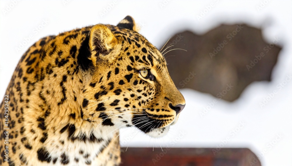 Naklejka premium leopard in snowy area