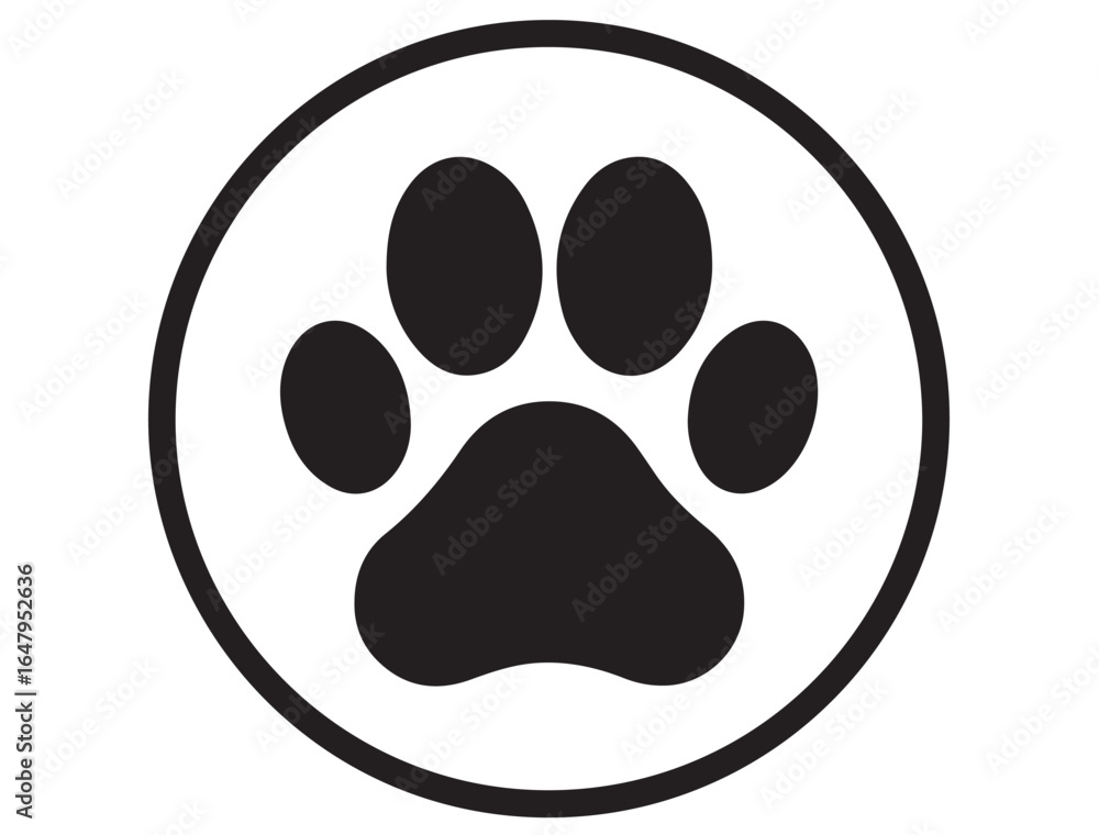 Fototapeta premium DOG PAW IN CIRCLE SILHOUETTE