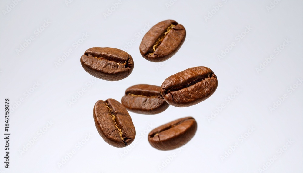 Obraz premium Roasted Coffee Beans on White Background