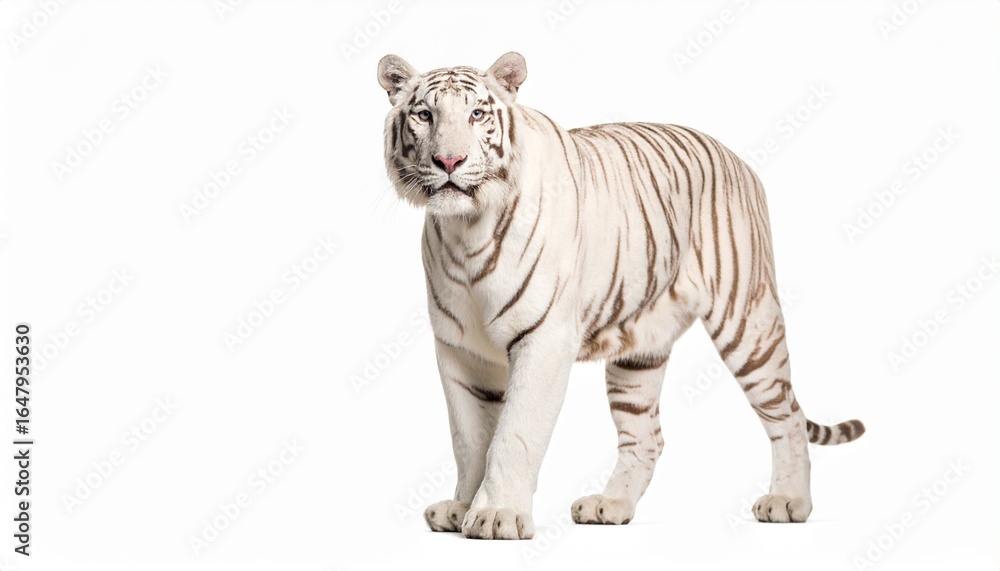 Obraz premium Majestic White Tiger on Plain Background
