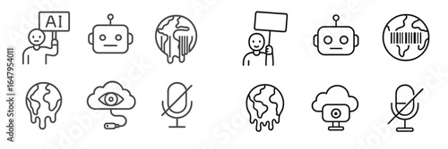 Protest against artificial intelligence and its impact on society during a tech conference in a bustling urban area