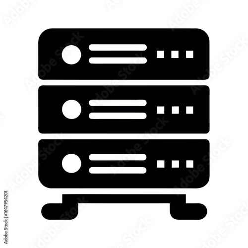 Server Rack Black Silhouette Vector Icon