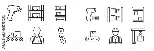 Warehouse workers using scanning devices for inventory management during daytime operations