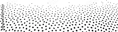 Abstract dotted halftone gradient background with numerous black dots fading across white space