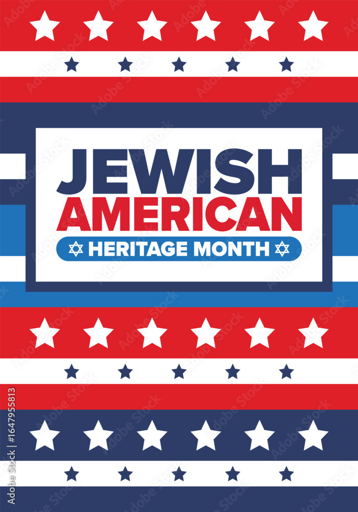 Fototapeta premium Jewish American Heritage Month. Celebrated annual in May. Jewish American contribution to the history United States. Star of David. Israel symbol. Poster, card, banner and background. Vector