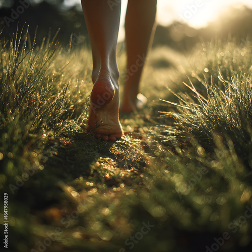 Barefoot Walk in Morning Light