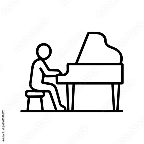 Line icon pianist at the piano vector on white background
Vector line icon on white background