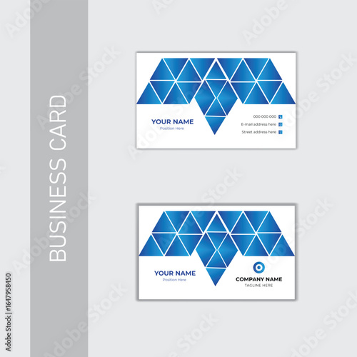  Modern abstract blue background business card design.