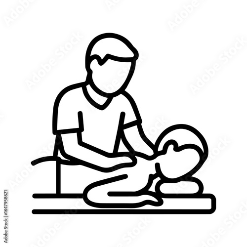 Line icon masseur at work vector on white background
Vector line icon on white background