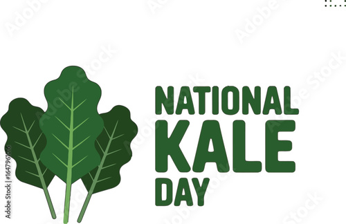Celebrate National Kale Day with Fresh Green Kale Leaves and Bold Text