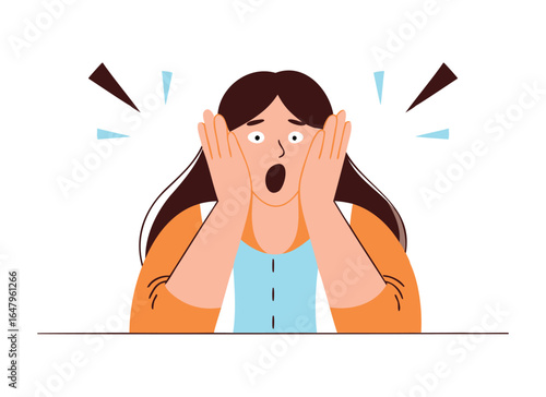 Shocked Woman Vector Illustration with Surprised Expression