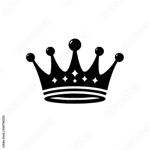 king or queen crown black vector icon with transparent background 
