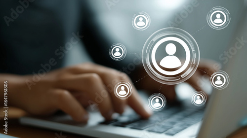 market segmentation and audience analysis consumer profiling marketing strategy marketer using laptop computer to analyze target customer persona