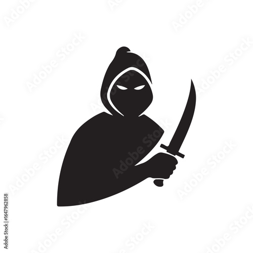 Thief profile icon. Bandit symbol isolated on white background.
