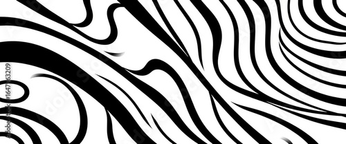 Abstract seamless pattern of black wavy lines on white background,  minimalist,  design