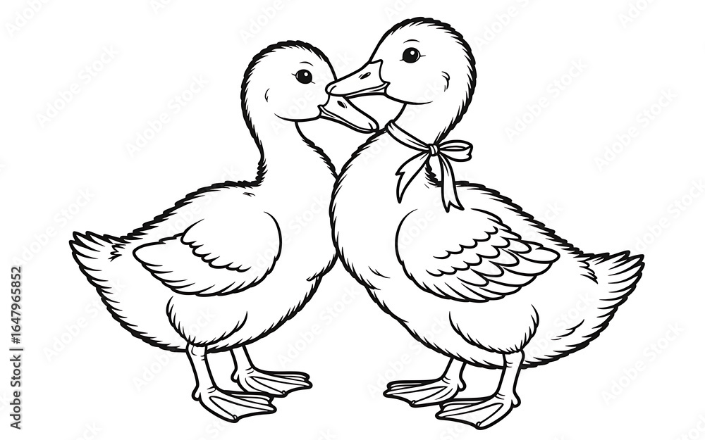 Obraz premium Two ducks isolated on white background
