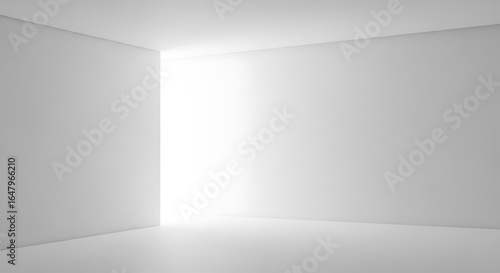 Wallpaper Mural Photo of bright white minimalist room interior with light emanating from an opening, creating a sense of spaciousness Torontodigital.ca