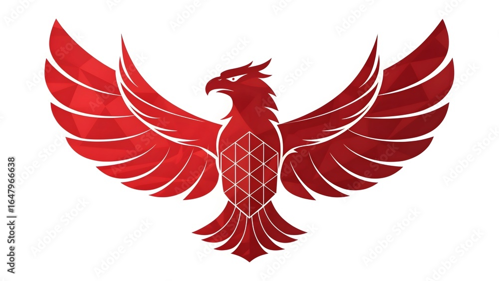 Fototapeta premium Stylized red phoenix with spread wings and intricate body design