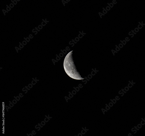 Half moon in clear night sky