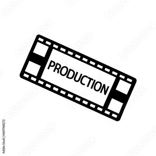 Black Silhouette of Film Strip with Production Text