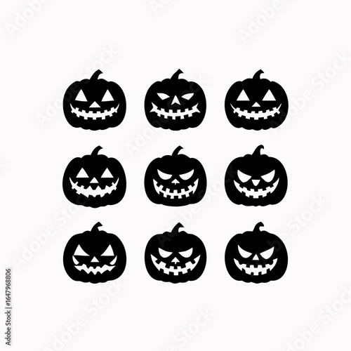Nine Black Halloween Pumpkin Jack-o-lantern Icons jackolantern