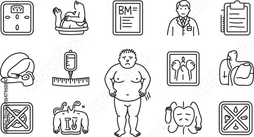 Medical Icons Depicting Health Issues And Doctor Consultation patient obesity