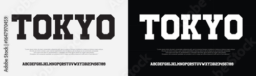 Classic college font. Vintage sport serif font in american style for football, soccer, baseball and basketball. Alphabet and numbers with outline in varsity style
