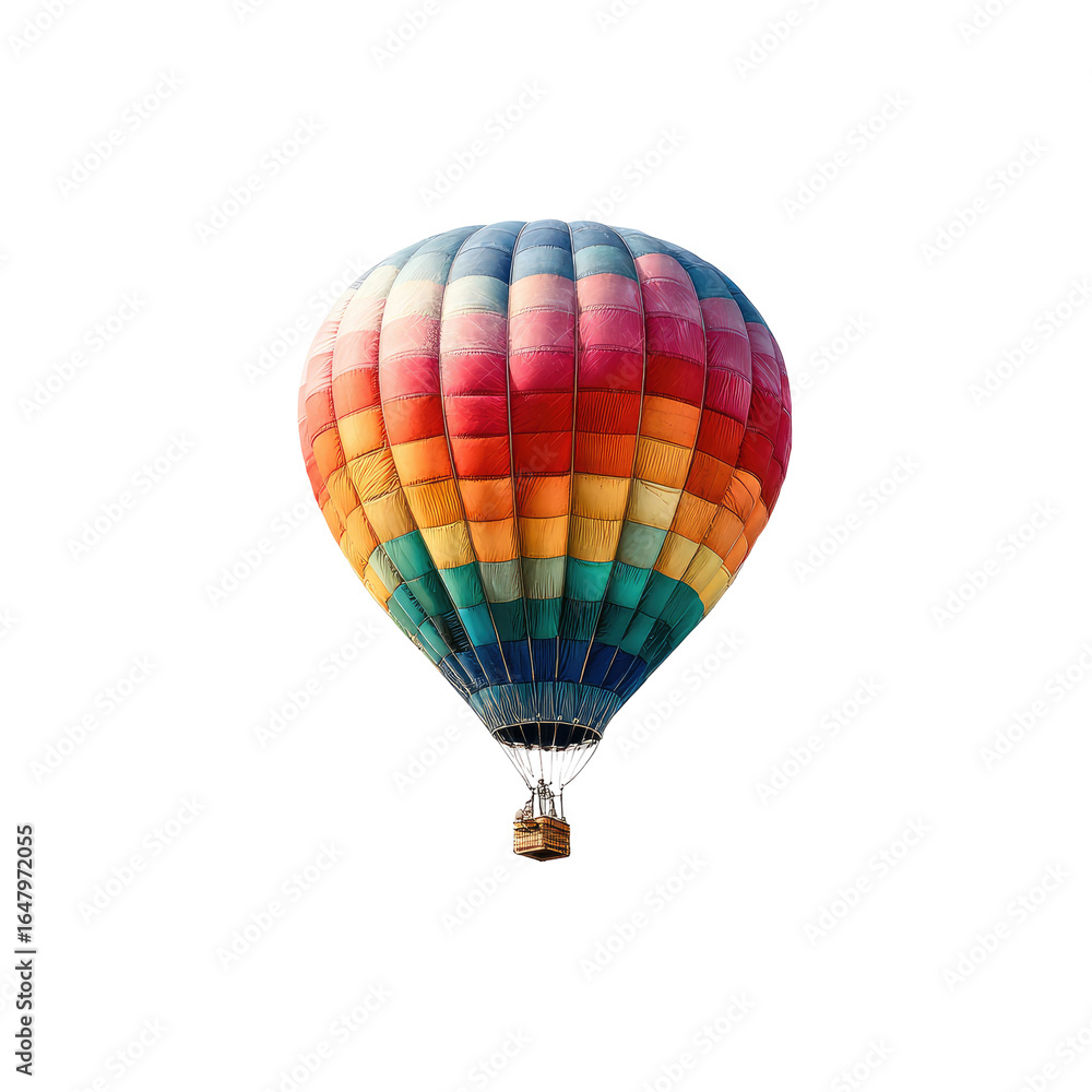 Fototapeta premium Colorful hot air balloon isolated on black. Soaring high