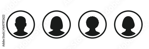 Profile avatar icons set, silhouette profile icons, placeholder user images, default user profile picture, flat vector avatar placeholders for apps and websites.