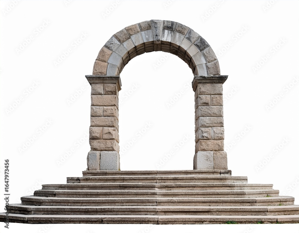 Obraz premium stone archway with steps white isolate background white background