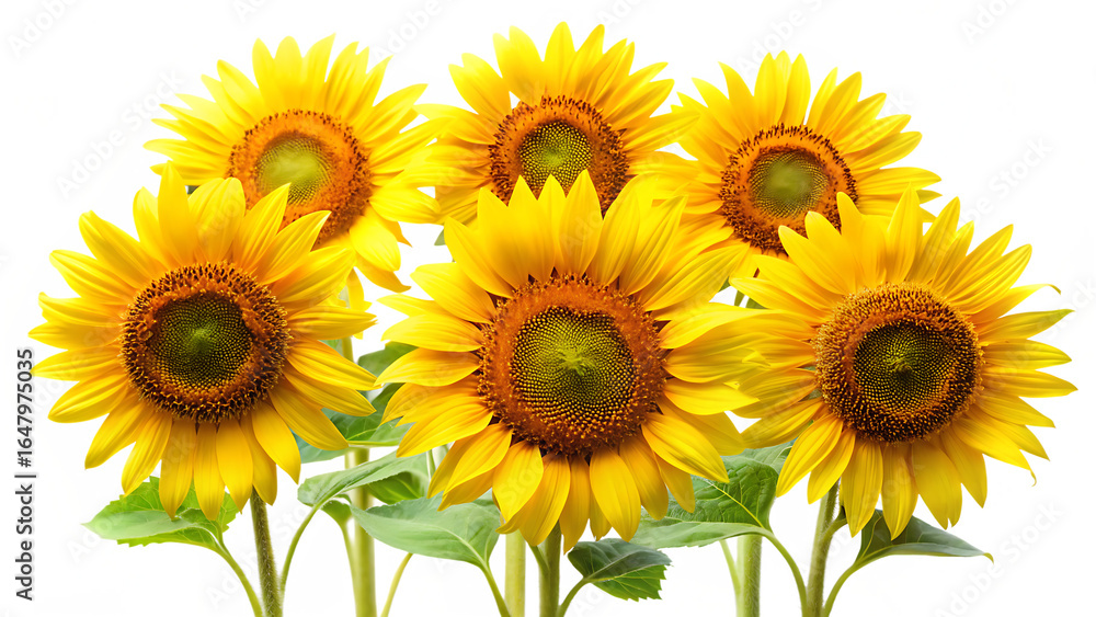 Fototapeta premium sunflowers isolated on white background, png, ai generated.