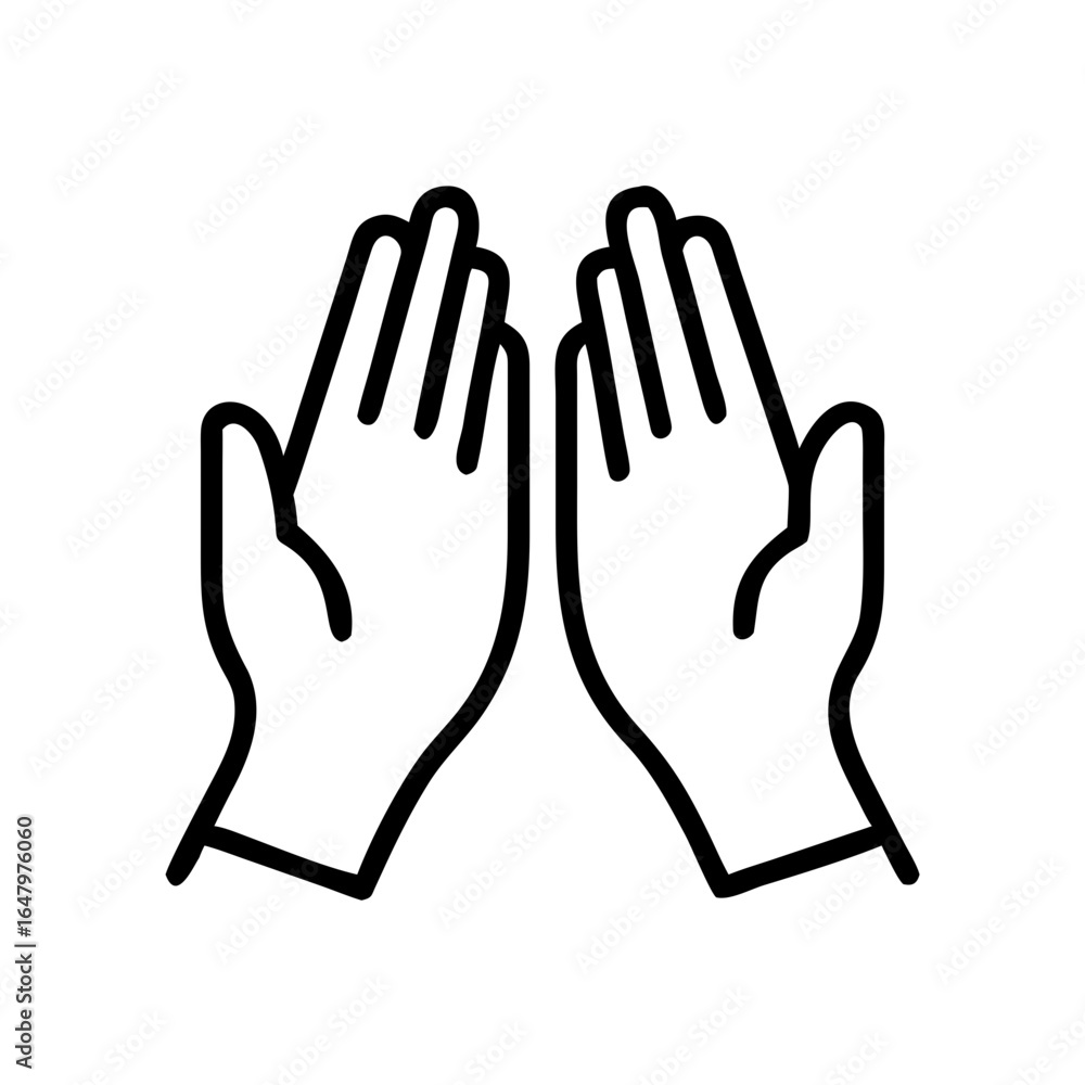 Obraz premium Two hands facing each other in minimalist line art style 