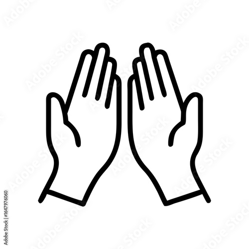 Two hands facing each other in minimalist line art style  