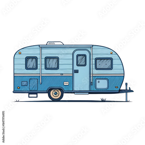 Wallpaper Mural Hand-Drawn Blue Camper Van Illustration Isolated on Transparent Background, Travel, Vacation, camper, rv, illustration Torontodigital.ca