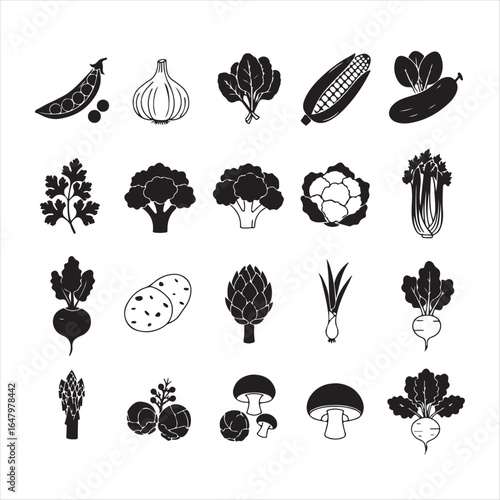 Monochrome Vegetable Medley An Assortment of Healthy and Fresh Food Items