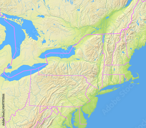 Map of the State New York in the United States. No labels