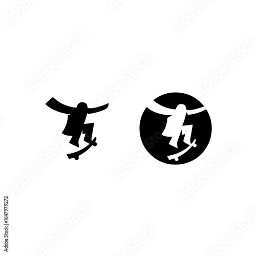 Dynamic skateboarder silhouette captures extreme sport thrill and urban lifestyle energy