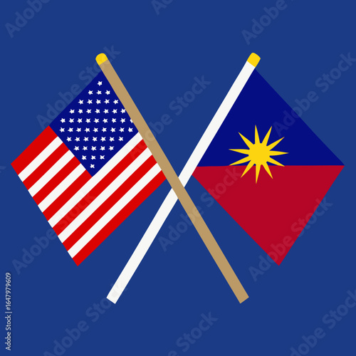 United states and malaysia flags crossed together