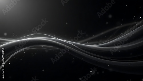 Elegant Black and White Abstract Background with Flowing Lines and Subtle Particles for Modern Design and Creative Projects