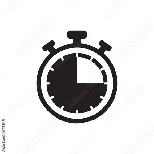 Stop watch timer flat vector icon for apps and websites On white Background