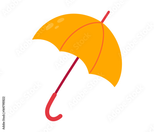 Yellow umbrella icon. Parasol for rain. Autumn cozy design element. Flat Vector illustration isolated on white background 