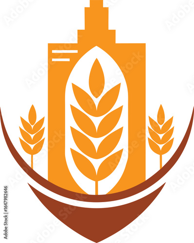 Wheat grain agriculture field harvest crop logo isolated on white background