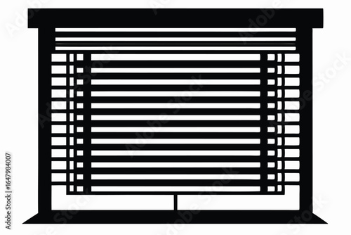 Silhouette of Window Blinds Partially Closed with Frame, Providing Privacy and Light Control